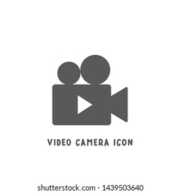 Video camera icon simple silhouette flat style vector illustration on white background.