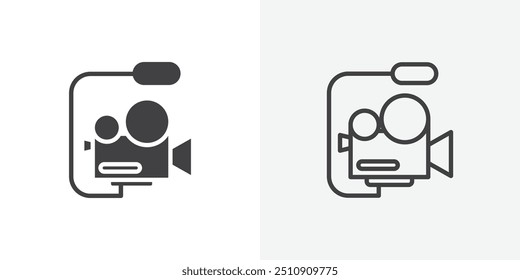 Video camera icon in solid and outlined style