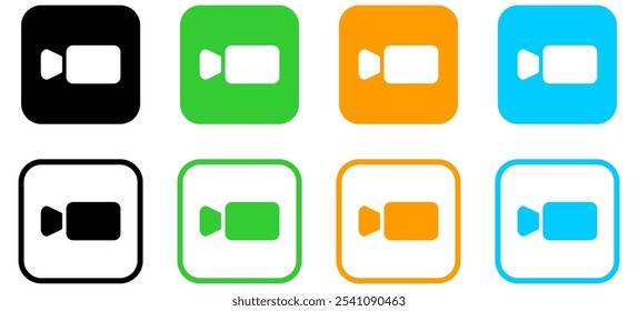 ícone de câmera de vídeo para streaming , ícones de tempo de face símbolo de chamada de vídeo