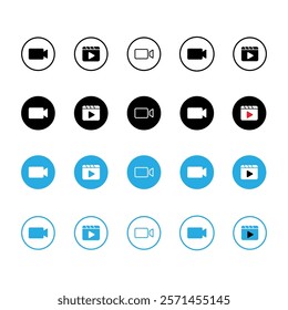 video camera icon for streaming , facetime icons video call symbol, Video player icon set