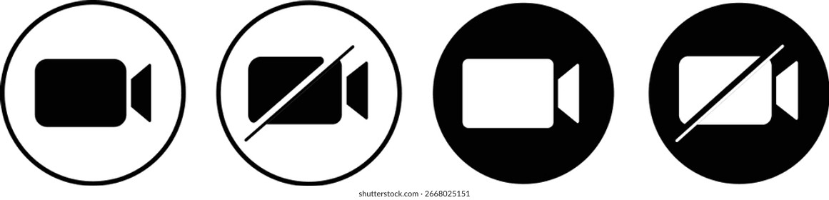 Video Icono de la cámara para la transmisión. Jugar Botones signo, reproductor de iconos de Botón, grabación y símbolo de medios, sonido, reproducir Botones signo ilustración,
