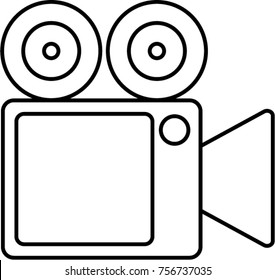 Video camera icon or symbol. Line art illustration.