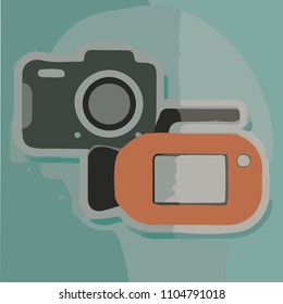 Video Camera icon,  symbol, sign, logo. Flat Style graphic design Template or Background. Isolated on white background. Can be used as Label, sticker, banner, Ads, etc. Vector EPS10