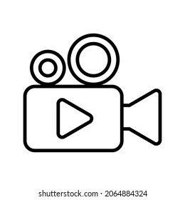 Icono de cámara de vídeo, línea delgada.
