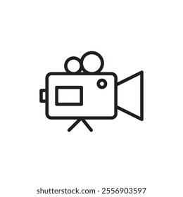 Video camera icon Thin line art collection