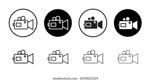 Video camera icon Thin line flat illustration