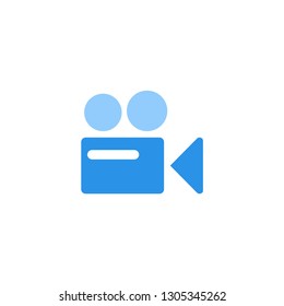 video camera icon vector blue monochrome color