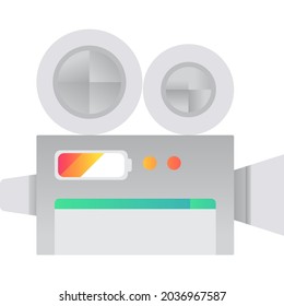 Icono de cámara de vídeo. Símbolo plano del camcorder vectorial. Producción de cine, botón de aplicación multimedia. Concepto de tecnología y comunicación de la televisión