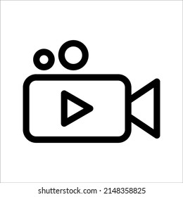 Video camera icon vector design with editable strokes, on white background, eps 10.