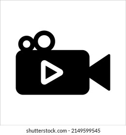 Video camera icon vector design with editable strokes, on white background, eps 10.