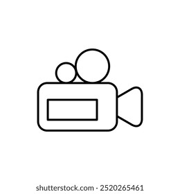 Video Vector del icono de la cámara, ilustración lineal negra plana para el Web y el App..