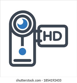 Videokamera-Symbol. Vektorgrafik und Glyphe