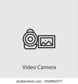 video camera icon vector icon.Editable stroke.linear style sign for use web design and mobile apps,logo.Symbol illustration.Pixel vector graphics - Vector