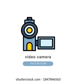 ilustración vectorial de icono de cámara de vídeo. diseño de color lineal con icono de cámara de vídeo.