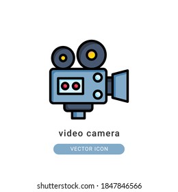 ilustración vectorial de icono de cámara de vídeo. diseño de color lineal con icono de cámara de vídeo.