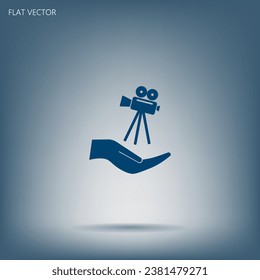 Video camera icon vector illustration flat icon.