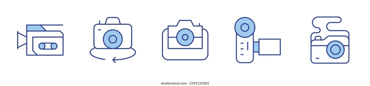video camera, camera. Camera Icon vector illustration. Line Duotone style. Editable stroke.