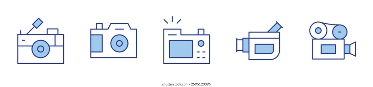 video camera, camera. Camera Icon vector illustration. Line Duotone style. Editable stroke.