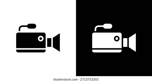 Video Icono de la cámara. Ilustración vectorial. Silueta en color negro