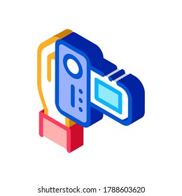 Video Camera Icon Vector. Isometric Video Camera sign. color isolated symbol illustration