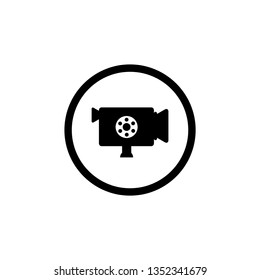 Video camera icon. Vector movie sign. Isolated cinema symbol, in trendy flat design style on white background.