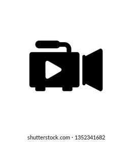 Video camera icon. Vector movie sign. Isolated cinema symbol, in trendy flat design style on white background.