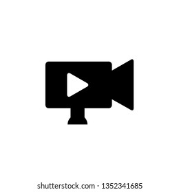 Video camera icon. Vector movie sign. Isolated cinema symbol, in trendy flat design style on white background.