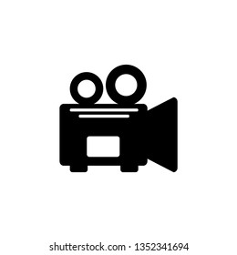 Video camera icon. Vector movie sign. Isolated cinema symbol, in trendy flat design style on white background.