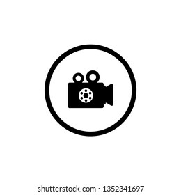Video camera icon. Vector movie sign. Isolated cinema symbol, in trendy flat design style on white background.