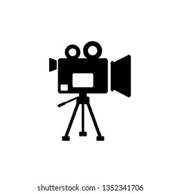 Video camera icon. Vector movie sign. Isolated cinema symbol, in trendy flat design style on white background.
