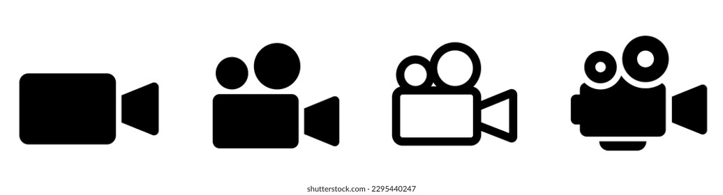 Video camera icon. Video camera web icon set. Movie sign. Cinema symbol.