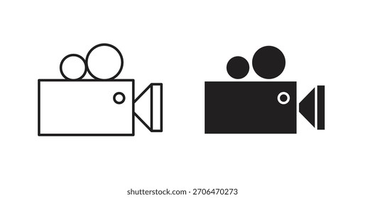 Videokamera-Icon für Webseiten und mobiles minimalistisches Flachdesign.