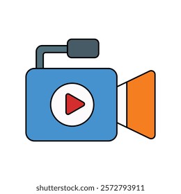 video camera icon with white background vector stock illustration