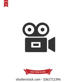 Video camera icon.Movie vector. Television sign isolated on white background. Simple  illustration for web and mobile platforms.