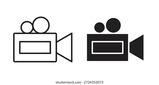 Video camera icons of black colored in various styles