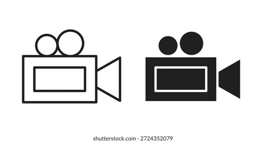 Video camera icons of black colored in various styles