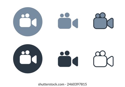 Video Camera icons collection in different style flat vector illustration set