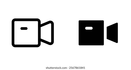 Video camera icons collection in Filled flat and thin line style.