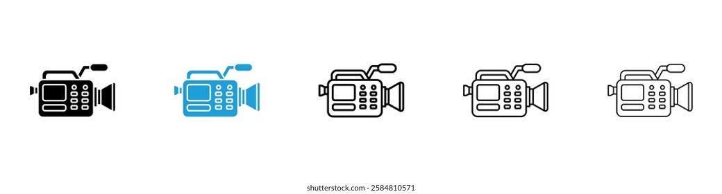 Video camera icons collection vectors in black and blue