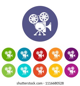 Video camera icons color set vector for any web design on white background