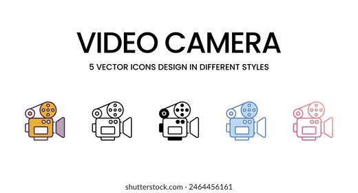 Video Camera icons different style vector stock illustration