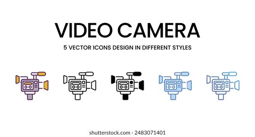 Video Camera Icons different style vector stock illustration