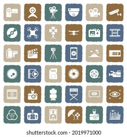 Video Camera Icons. Grunge Color Flat Design. Vector Illustration.