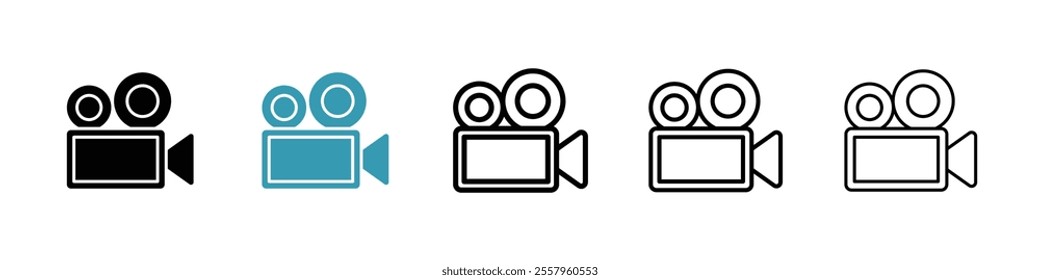 Video camera icons pack in black and blue.