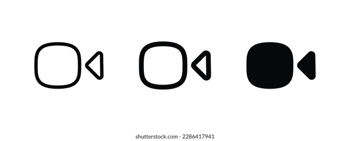 ajuste de iconos de cámara de vídeo. botón de icono de video de cámara para streaming , símbolo de videollamada de iconos en tiempo de facebook. cartel de película de cine