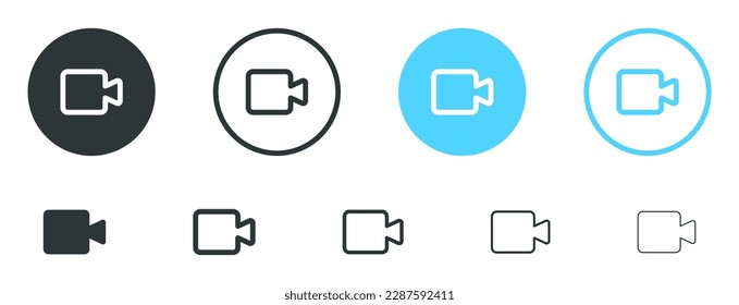 ajuste de iconos de cámara de vídeo. botón de icono de video de cámara para streaming , símbolo de videollamada de iconos en tiempo de facebook. cartel de película de cine