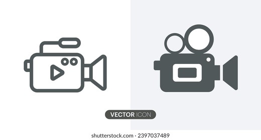 Video camera icons set. Movie Sign. Film camera, video camera and photo camera. Video vector icon on White and gray background,vector illustration.