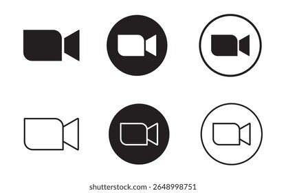 Video camera icons set. movie sign. video camera symbol. video camera icon for streaming , face time icons video call symbol.