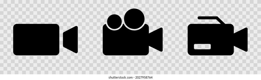 Video camera icons set. Camera symbol in black. Video symbol