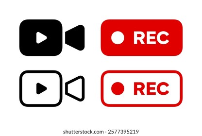 Video camera icons set. Video camera symbol